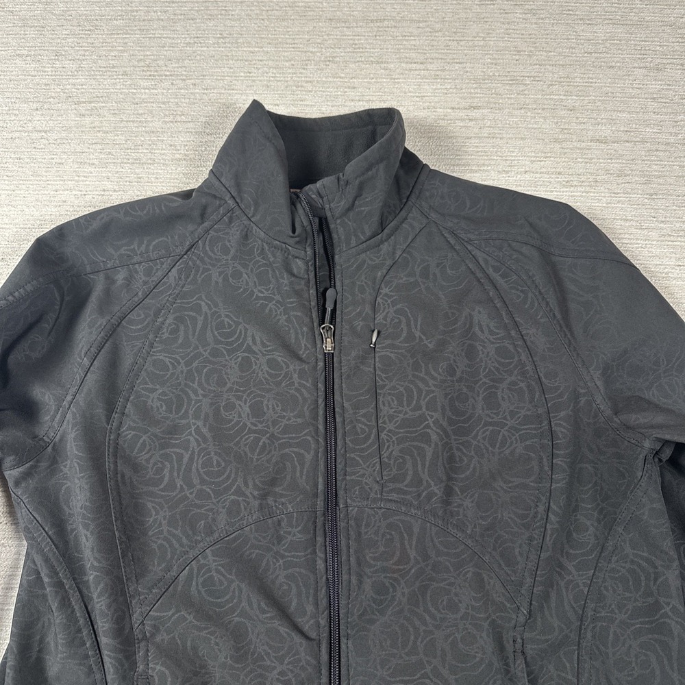Athleisure Outdoor Hiking Soft Shell Jacket Floral Zip Up Black Women L Capsule